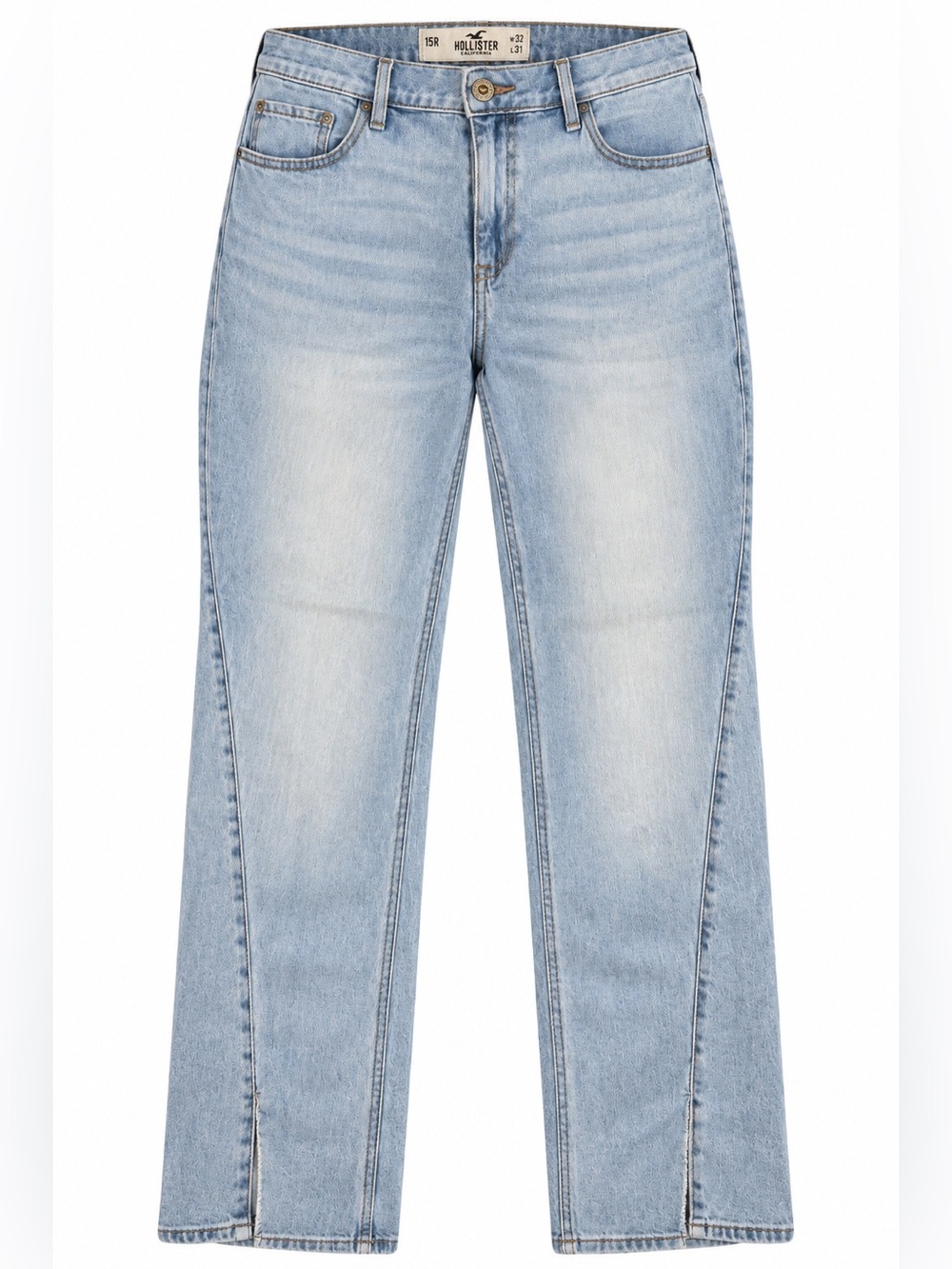 Hollister Curvy High Rise 90’s Vintage Straight Light Wash Denim Jeans 15R 32x31